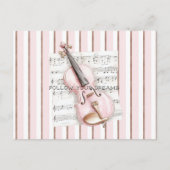 Pink Violin Music Sheet Postkarte (Vorderseite)