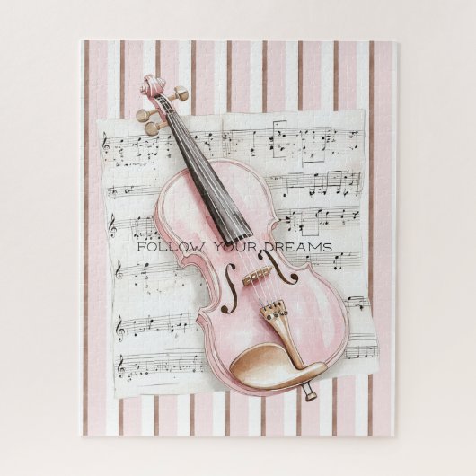 Pink Violin Music Sheet Puzzle (Vertikal)