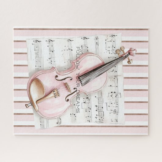 Pink Violin Music Sheet Puzzle (Horizontal)