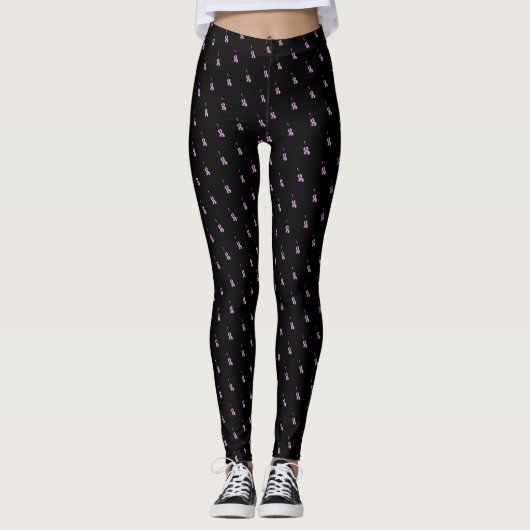 Pink Violin Muster Leggings (Vorderseite)