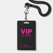 Pink VIP All Access Pass Event ID Abzeichen Ausweis (Vorderseite mit Lanyard)