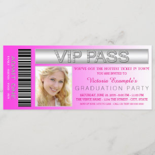 Pink VIP-Pass-Eintrittskarte Abschlussfeier Einladung