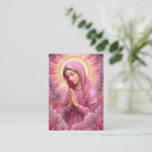 Pink VIrgin Mary Memorial Card Telefonnummerkarte (Stehend Vorderseite)