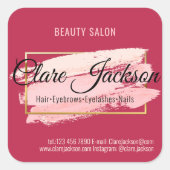 Pink Viva Magenta Golden Quadratischer Aufkleber (Vorderseite)