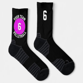 Pink Volleyball Benutzerdefiniert Teamname und Spi Socken