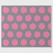 Pink Volleyball Black&White Zickzack Wrapping Pape Geschenkpapier (Flach)
