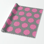 Pink Volleyball Black&White Zickzack Wrapping Pape Geschenkpapier (Ungerollt)