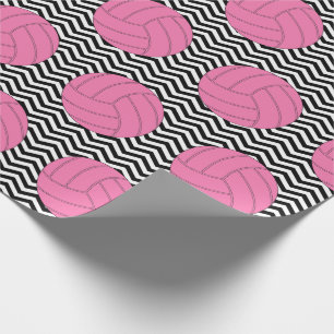 Pink Volleyball Black&White Zickzack Wrapping Pape Geschenkpapier