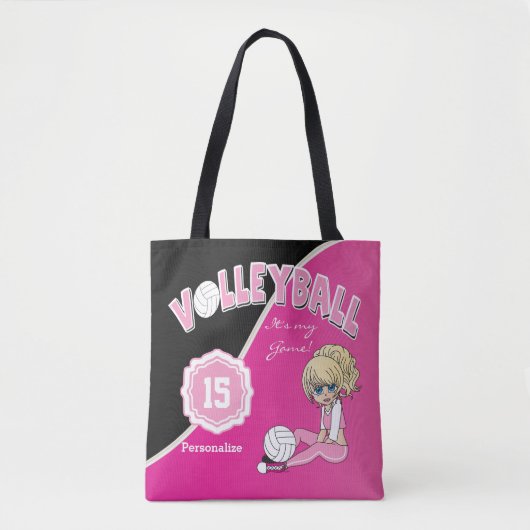 Pink Volleyball Diva Girl Tasche (Vorderseite)