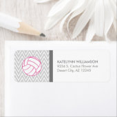 Pink Volleyball Grau Zickzack Adressenmarken (Insitu)