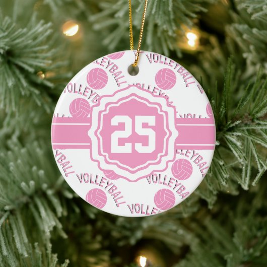 Pink Volleyball Keramik Ornament (Baum)