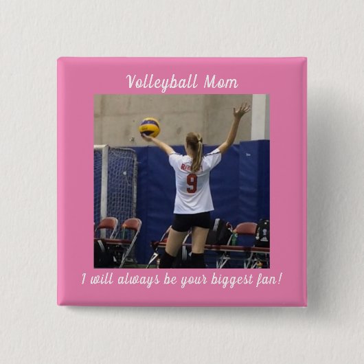 Pink Volleyball Mama Foto Button (Vorderseite)