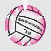 Pink Volleyball mit Name und Nummer Weihnachten Ornament (Vorderseite)