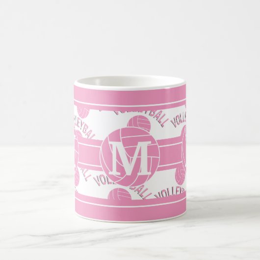 Pink Volleyball - Monogramm Kaffeetasse (Mittel)
