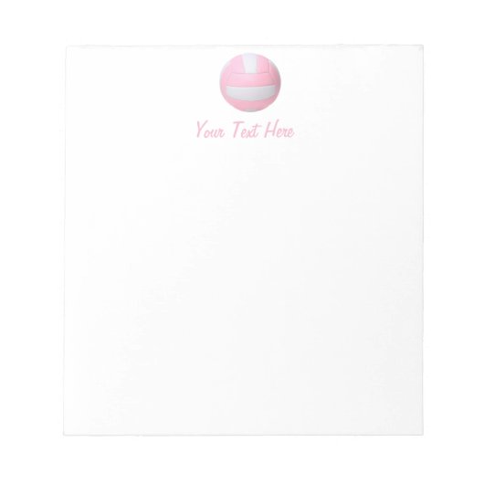 Pink Volleyball Personalisiert Notepad Notizblock (Vorderseite)