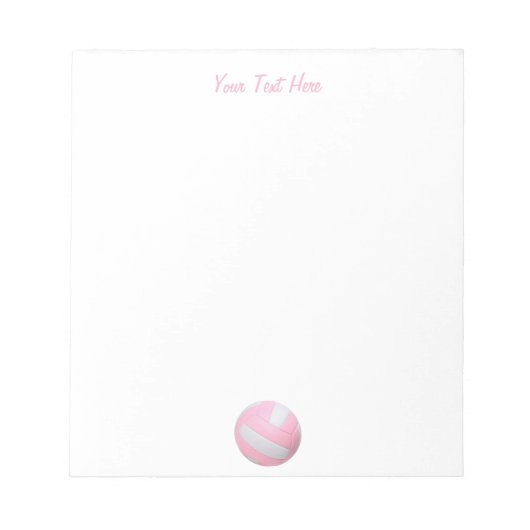 Pink Volleyball Personalisiert Notepad Notizblock (Vorderseite)