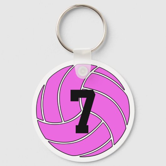 Pink Volleyball Player Custom Jersey Number / Text Schlüsselanhänger (Vorderseite)