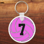 Pink Volleyball Player Custom Jersey Number / Text Schlüsselanhänger (Vorderseite)