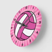 Pink Volleyball Runde Wanduhr (Winkel)