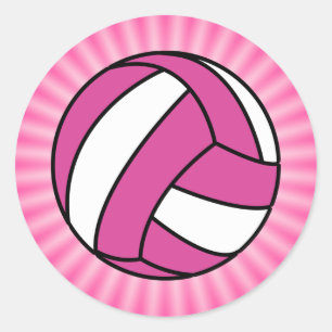 Pink Volleyball Runder Aufkleber