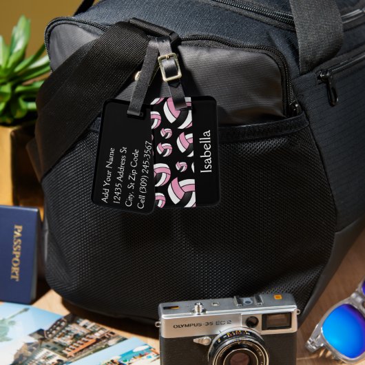 Pink Volleyball Sportart Gepäckanhänger (Vorderseite & Rückseite)