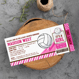 Pink Volleyball Ticket Pass Kinderdusche Einladung