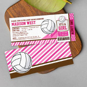 Pink Volleyball Ticket Pass Kinderdusche Einladung