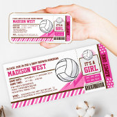 Pink Volleyball Ticket Pass Kinderdusche Einladung