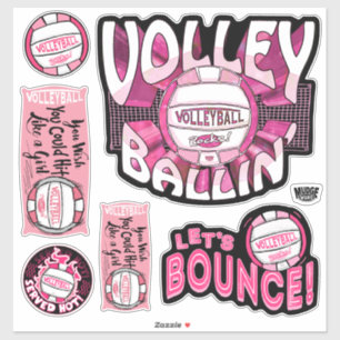 Pink Volleyballin Aufkleber