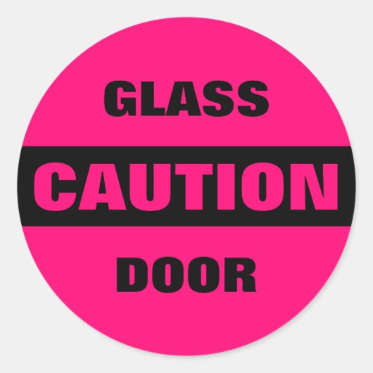 Pink Vorsicht Glas Türschild Runder Aufkleber (Vorderseite)
