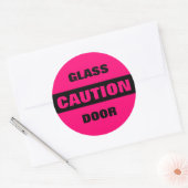 Pink Vorsicht Glas Türschild Runder Aufkleber (Umschlag)