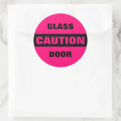 Pink Vorsicht Glas Türschild Runder Aufkleber (Tasche)