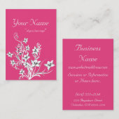 Pink w/White u. schwarzes Blumenmuster-große Visitenkarte (Vorne/Hinten)