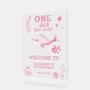 Pink Wal 1. Geburtstag unter dem Meer Acrylschild