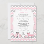 Pink-Waldtierdusche danke Einladung (Vorderseite)