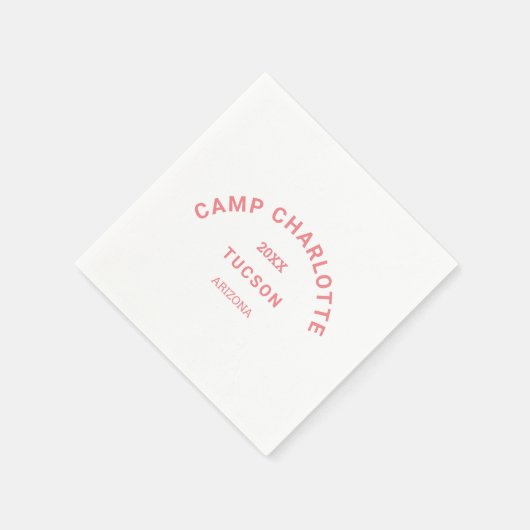 Pink Wappen Camp Theme Bachelorette Serviette (Ecke)