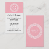 Pink, was für ein erstes Monogramm für den griechi Visitenkarte (Vorne/Hinten)