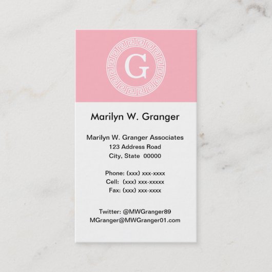 Pink, was für ein erstes Monogramm für den griechi Visitenkarte (Vorderseite)