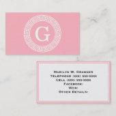 Pink, was für ein erstes Monogramm für den griechi Visitenkarte (Vorne/Hinten)