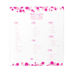 Pink Was ist in deinem Purse Bridal Game Editor? Notizblock