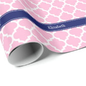 Pink, was marokkanisch #5 Navy Blue 5c Name Monogr Geschenkpapier (Rolleneckpunkt)