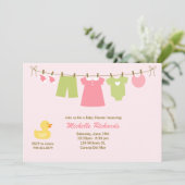 Pink Wäscherei Kinderdusche Einladung (Stehend Vorderseite)