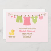 Pink Wäscherei Kinderdusche Einladung (Vorne/Hinten)