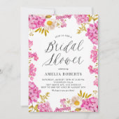 Pink Wassercolor Hydrangea Brautparty Einladung (Vorderseite)