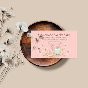 Pink-Wasserfarbe-Bäckerei-Logo Floral Visitenkarte
