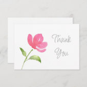 Pink Wasserfarbe Blume 3 Dankeskarte (Vorne/Hinten)