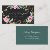 Pink Wasserfarbe Bohemische Blumenkruste Khalkboar Visitenkarte (Vorne/Hinten)