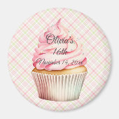 Pink Wasserfarbe Cupcake Speichern Sie das Datumsm Magnet (Vorne)