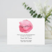 Pink Wasserfarbe Pinselstrich - Empfang-Karte Einladung (Stehend Vorderseite)