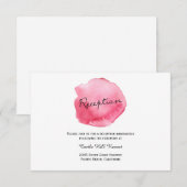 Pink Wasserfarbe Pinselstrich - Empfang-Karte Einladung (Vorne/Hinten)